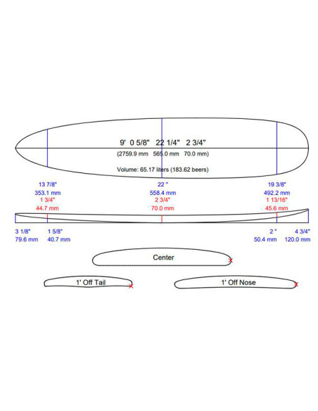 Caractéristiques Surf Surfpistols Duke Longboard 9  2023