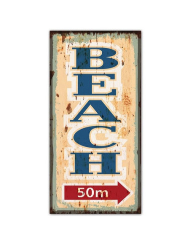 Plaque Déco en Métal Surfpistols Beach 50 M